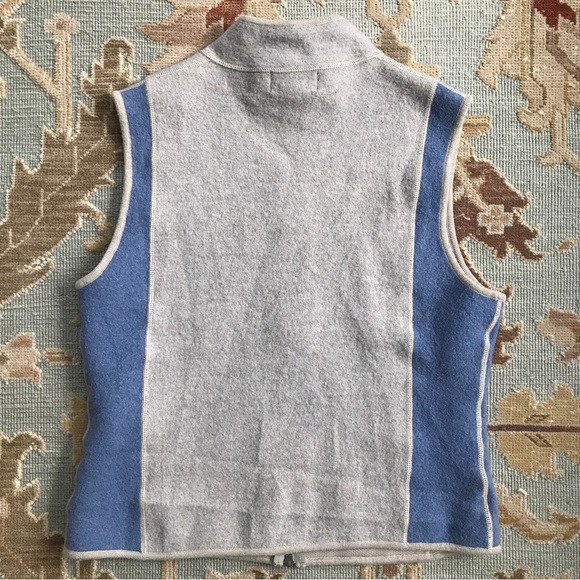 WOOLRICH 100% Wool Stone Gray/Blue Vest Full Zip w/ Pockets Women’s Sz Large EUC - Picture 2 of 13